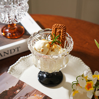 Coupe à dessert vintage en verre cristal sur pied, sans couvercle, sculptée à la main, faite à la main, 201-300 ml