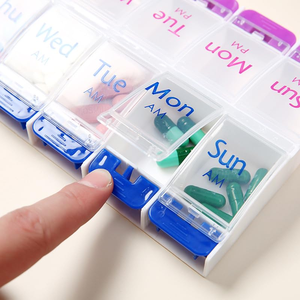 Pastillero de Plástico de Grado Alimenticio de 7 Días y 14 Compartimentos, Organizador de Medicamentos Portátil con Tapa a Presión y Divisores Independientes - Product Image 4