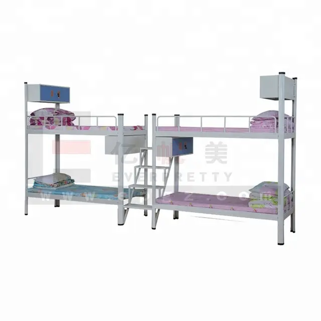 Modern Hot Sales Steel Bunk Bed with Cabinets for Adult White Color Dormitory Furniture for Sale