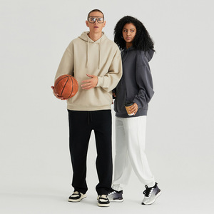 405 GSM polyester/coton sweat à capuche surdimensionné teint uni poids lourd sans cordon unisexe Streetwear hiver hommes et femmes - Product Image 3