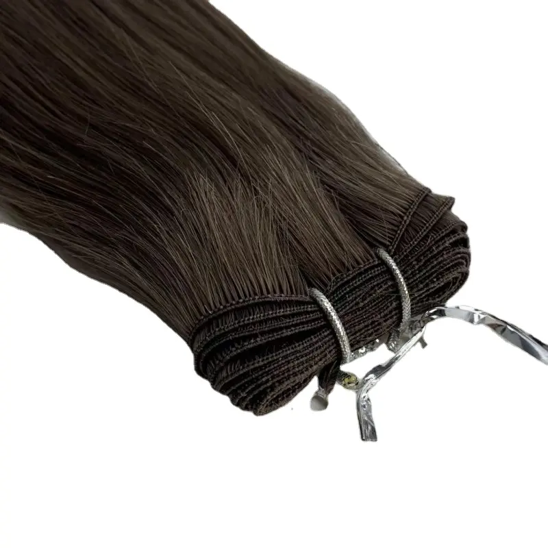 보이지 않는 머리 씨실 여자 확장 미국에서 인기있는 회색 갈색 톤 손으로 묶은 머리 확장
