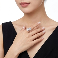 Bague en argent sterling S925 avec double tournesol en moissanite pour femme, bague de fiançailles de luxe entièrement pavée de diamants