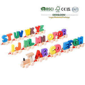Tren <span class=keywords><strong>de</strong></span> <span class=keywords><strong>Madera</strong></span> Educativo para Niños, Juego <span class=keywords><strong>de</strong></span> Ensamblaje <span class=keywords><strong>de</strong></span> <span class=keywords><strong>Letras</strong></span> <span class=keywords><strong>de</strong></span> 26 Piezas, Tren <span class=keywords><strong>de</strong></span> <span class=keywords><strong>Madera</strong></span> Pintado a Color con Certificación EN71 - Product Image 1
