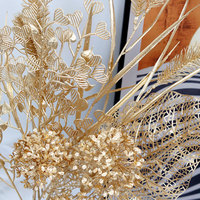 Vente Flash Usine Feuille Artificielle Dorée Branche de Fleur Feuille de Palmier Monstera Décoration de Mariage et de Maison
