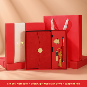 Carnet de notes A5 en cuir PU de luxe personnalisé, coffret cadeau d'affaires avec stylo et clé USB pour le bureau - Product Image 4