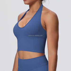 Soutien-gorge de yoga léger pour femme, à maintien élevé, antibactérien, à séchage rapide, respirant, extensible dans les quatre sens, col rond, dos nu, style halter - Product Image 2