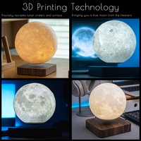 Lampe à boule 3D à lévitation magnétique, sans fil, créative, lampe de table LED 3D à lévitation magnétique en forme de lune pour chambre à coucher, nouveauté