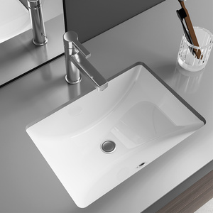 Lavabo Rettangolare da Incasso in Ceramica Bianca per Progetti Alberghieri - Product Image 2