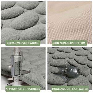 Tapis de bain antidérapant en polyester gaufré motif pavé, avec support en latex amortissant, résistant aux taches, adapté aux animaux domestiques et antimicrobien - Product Image 4