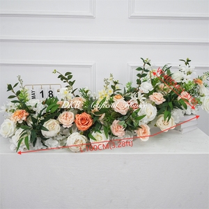 DKB Factory Customized Artificial Silk Flowers <b>Green</b> and White Flower <b>Runner</b> for Wedding Table Decoration - Product Image 3