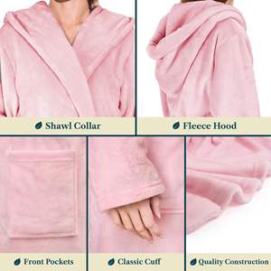 Custom Embroidered Robes <strong>Women</strong> Robes Plush Fleece Hooded Bathrobe Thick Nightgown with Pockets <strong>Fluffy</strong> <strong>Pyjamas</strong> <strong>Women</strong> Sleepwear - Product Image 5