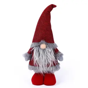 Kerst Gezichtsloze Pop Staande Pose Santa Claus Beeldje Rode Hoed Rudolph Kerst Ornament