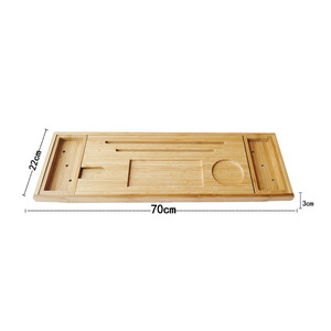 Plateau de bain en bambou avec compartiment de rangement, rétractable et antidérapant, pour utilisation dans la baignoire - Product Image 5