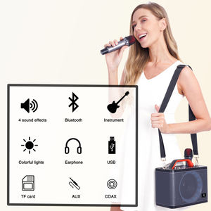 Machine with Two Wireless <b>Microphones</b> Portable BT Speaker LED Lights Supports TF Card/USB <b>for</b> Party - Product Image 3