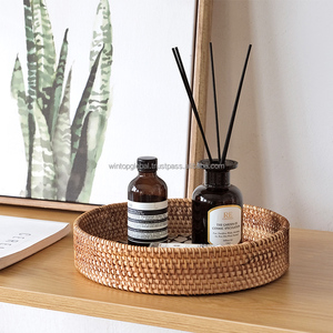 Vente chaude Personnalisé Plateau De Service Rond En Osier Naturel Tissé À La Main Plateau En Rotin pour La Décoration Intérieure Stockage Des Aliments Utilisation De La Salle De Bains - Product Image 2