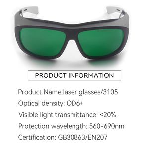 نظارات أمان بالليزر الأحمر 632.8nm نظارات أمان بالليزر الخضراء KTP HeNe 594nm Safeti واقية بالليزر - Product Image 4