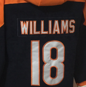 Siap untuk dikirim Caleb Williams Navy Blue Hoodie Pullover bordir kualitas terbaik - Product Image 1