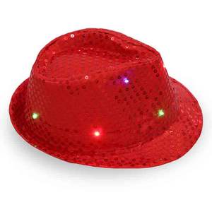 Vente en gros Chapeau <span class=keywords><strong>de</strong></span> cowboy à paillettes illuminé <span class=keywords><strong>de</strong></span> Noël Robe clignotante Chapeau <span class=keywords><strong>de</strong></span> soirée dansante à LED - Product Image 3