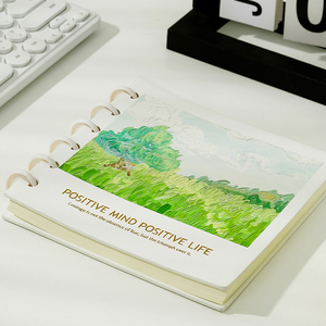 Cuaderno A5 personalizable para estudiantes universitarios cubierta de flores encuadernada en espiral agujero De Seta cuadrado hoja suelta línea en blanco Escuela de papel - Product Image 6