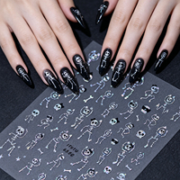 Nouveauté 2026 – Autocollants et décorations 5D brillants pour ongles, motif crâne d'Halloween – Application facile, diverses couleurs