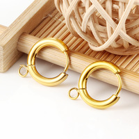 Boucle d'oreille créole en acier inoxydable chirurgical avec crochet, hypoallergénique, forme ronde, boucle ouverte, long crochet, anneau ouvert