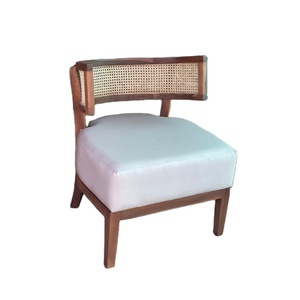 Nordic Style Modern Fabric <b>Backrest</b> Solid Wood Rattan Leisure Chair for Dining Living Room Hotel Home Office - Product Image 1