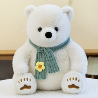 Ours en peluche polaire blanc personnalisé, mignon et doux, avec écharpe, pour enfants, cadeau d'anniversaire ou de Noël