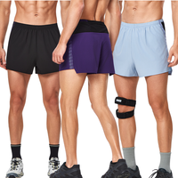 Shorts de course 2 en 1 anti-transpiration avec poche arrière zippée, légers, pour le fitness et la gym en extérieur