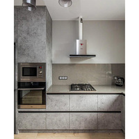 Meubles de cuisine modulaires haut de gamme en marbre/feuille de placage, avec robinet, tiroir et panier – Construction en panneaux de particules écologiques, fabriqués en Chine