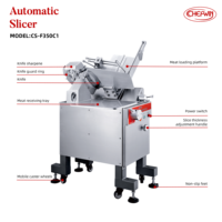 Trancheuse à viande mobile de luxe CS-F350C1, montée au sol, haute vitesse, entièrement automatique, lame italienne de 14 pouces (350 mm), alliage d'aluminium de qualité supérieure