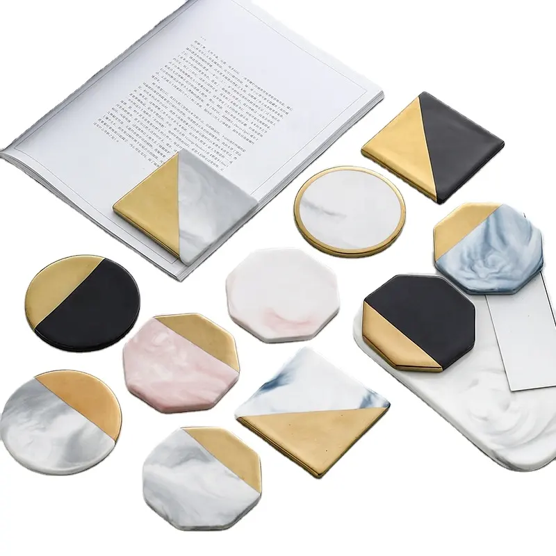 Креативная керамическая мраморная чашка с гальваническим покрытием, термоизоляция, противоскользящая подкладка с пробкой, чайное блюдцо