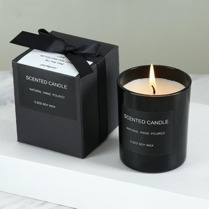 Custom 8 oz 10 oz 14 oz Luxury Empty Container Matte Black Glass Candle Jar With Lid And Box For Candle Making Decorate