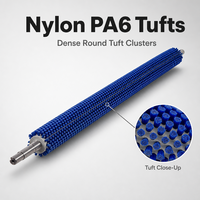 Brosse à rouleaux spirale à poils en nylon PA6, noyau en PP, brosse de nettoyage industrielle pour convoyeur, brosse cylindrique 20 mm