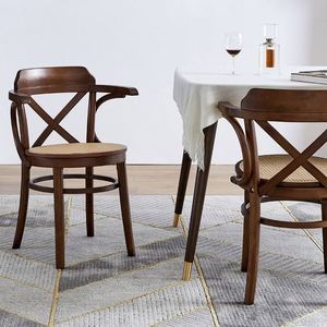 Silla de comedor de ratán con asiento, sillas de madera maciza, muebles de restaurante para cafetería, Hotel para sala de estar - Product Image 1