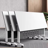 Table Pliante Longue de Bureau de Formation, Bureau Mobile Modulaire, Table de Conférence Portable, Bureau d'Étude et de Formation avec Roues et Tiroir