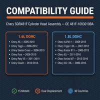 Ensemble complet de culasse SQR481F 1.6L 1.8L 16V pour Chery Tiggo A3 A5 Fora 481F-1003010BA