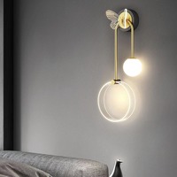 Lámpara de pared con forma de mariposa para dormitorio, luz de noche Ins moderna, nórdica, minimalista, de lujo, para fondo de sala de estar