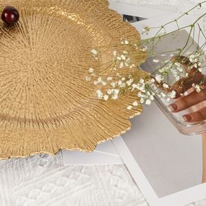 จานรองอาหารงานเลี้ยงสีทองขายส่งจากโรงงาน จานรองอาหารพลาสติกสีทองคอรัล - Product Image 4