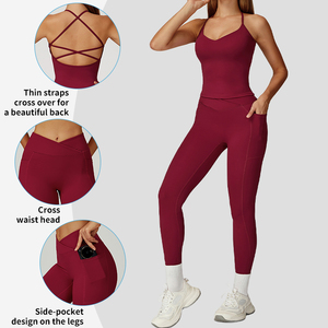 EBX2043+ECK2030-1 Conjuntos Deportivos Modernos y Sexys de 2 Piezas, Conjuntos de Gimnasio, Trajes Deportivos, Ropa Deportiva Ligera, Conjunto de Yoga para Mujer - Product Image 3