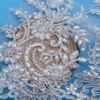 Bordure en dentelle brodée avec cordon, accessoires, paillettes de cristal, pour robes de mariée, tenues de cérémonie, vêtements pour enfants, garniture de vêtement en dentelle
