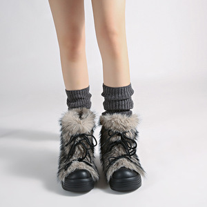 Botas de <span class=keywords><strong>nieve</strong></span> afelpadas para mujer, modelo nuevo 2026, de invierno, con puntera ancha, suela gruesa, forro de felpa, con cordones, de algodón, antideslizantes, botines cortos. - Product Image 4