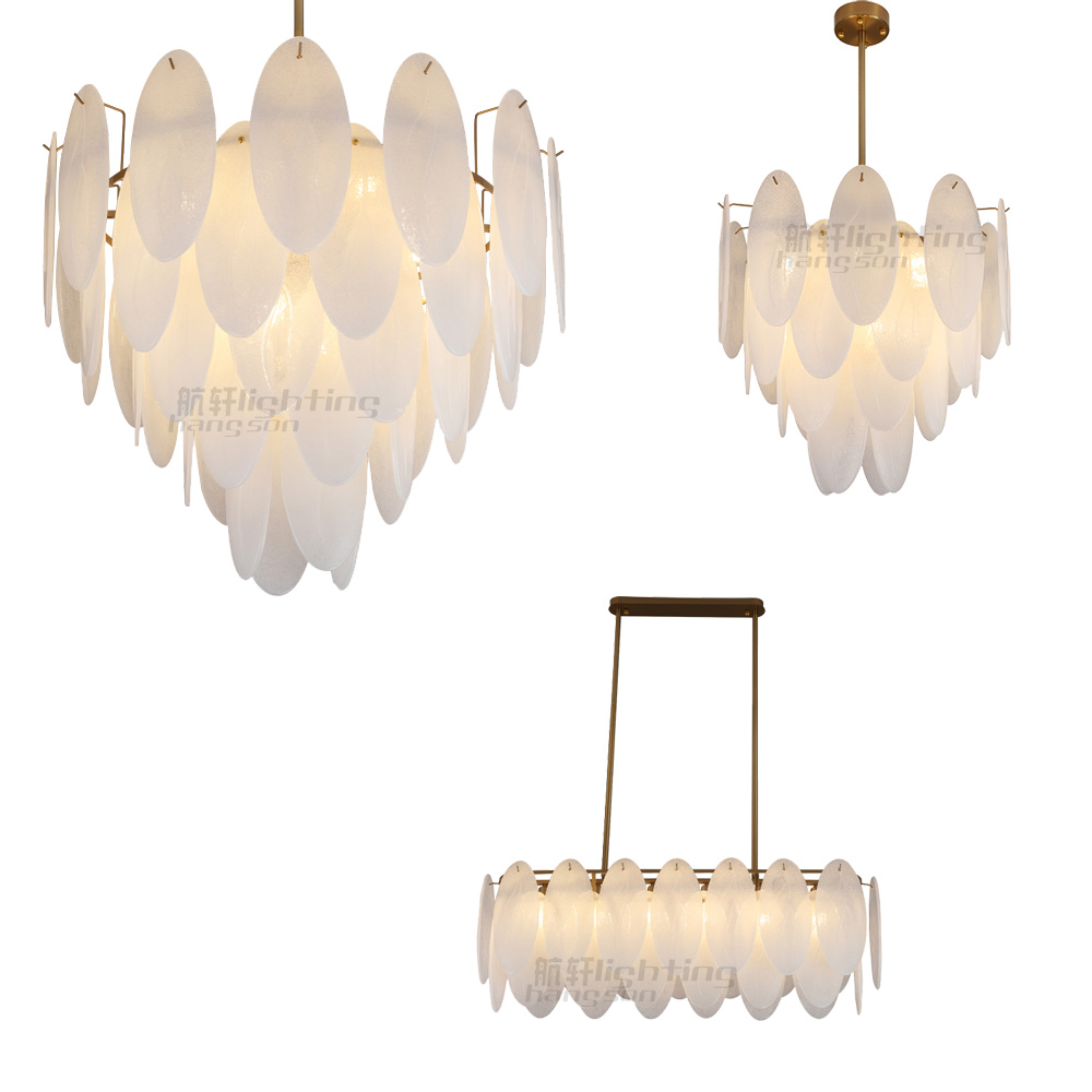 2022 round indoor luxury pendant light hanging lights nordic modern white handmade glass chandeliers for home