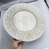 Assiettes de présentation classiques blanches de luxe en verre, 13 pouces, durables, écologiques, pour mariage, dîner, steak, centre de table