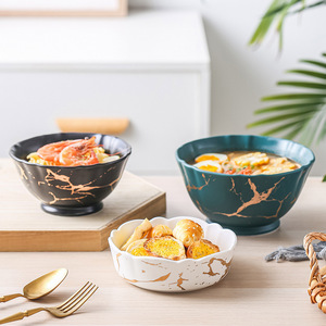 Bán Sỉ Bộ Đồ Ăn Bằng Gốm Cẩm Thạch Giá Rẻ Bát Salad 4.5 8 Inch Bát Phục Vụ Sứ - Product Image 3