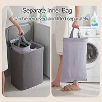 Panier à linge pliable avec couvercle, en plastique et tissu Oxford, 2 compartiments, organiseur de rangement pour vêtements sales, bac de tri du linge
