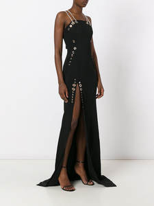 <span class=keywords><strong>Robe</strong></span> longue noire à fente haute Bettergirl 2026 avec boucle œil de poulet et double chaîne pour l'épaule - Product Image 2