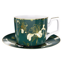 Services de table en porcelaine fine vert foncé pour mariage, assiettes à pain et assiettes plates au design moderne et écologique