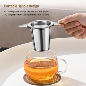 Premium Customized Logo Double Handle Fine Mesh Loose Leaf <b>Infuser</b> <b>Tea</b> Strainer Filter with Lid - Product Image 4