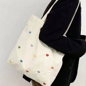 OEM Wholesale Reusable <b>Large</b> Capacity Durable Plain Heart Pattern Custom Canvas Shopping Tote <b>Bag</b> - Product Image 1