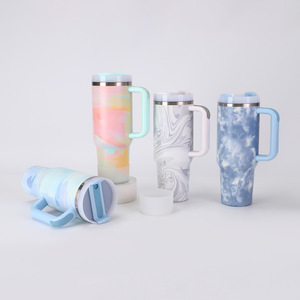 Tie-dye Wind 40oz tasse de barre de glace de grande capacité tasse d'isolation en acier inoxydable 304 avec poignée tasse de voiture - Product Image 2
